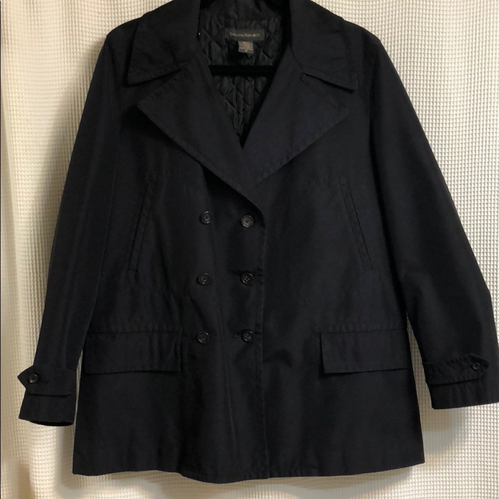 Banana Republic black short trench coat
